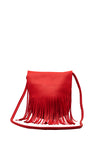 Zen Collection Fringed Flap Over Crossbody Bag, Red