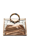 Zen Collection Faux Bamboo Ring Clear Shopper Bag, Rose Gold
