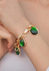 Newbridge Silverware Green Cabochon Bracelet, Gold