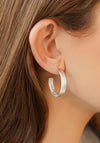 Newbridge Silverware Hoop Earrings with Clear Stones, Silver