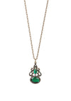 Newbridge Silverware Vintage Green Stone Fob Drop Pendant & Chain, Gold & Green