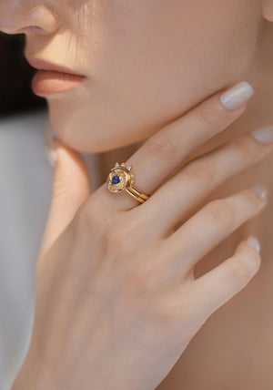 Newbridge All Seeing Evil Eye Stacking Ring, Gold Size 60