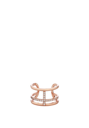 Newbridge Rose Goldplate With Clear Stones Ring, Rose Gold