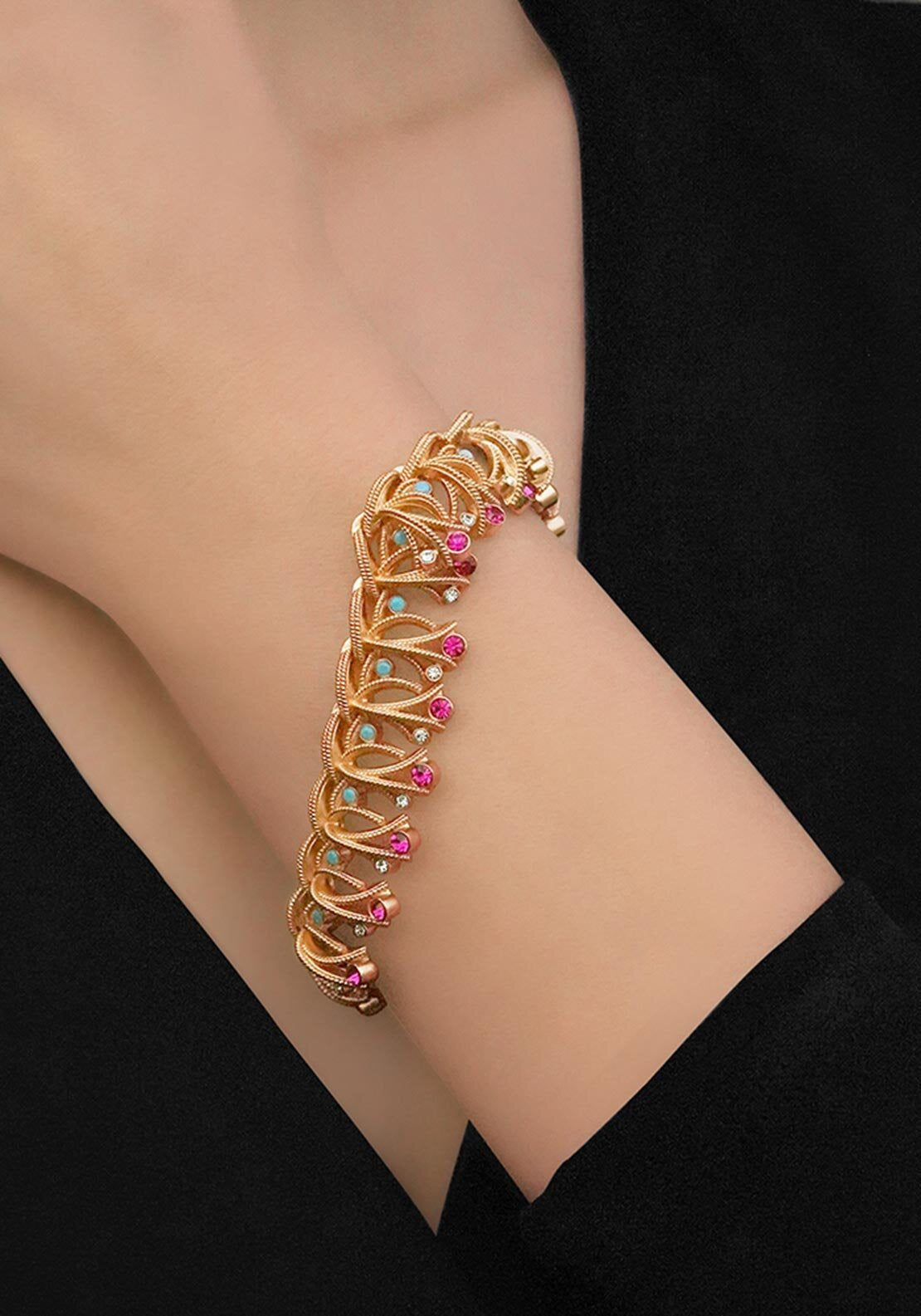 Newbridge Silverware Pink & Turquoise Bracelet, Gold
