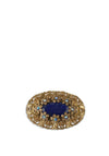 Newbridge Oval Brooch with Blue Stone Settings, Gold & Blue