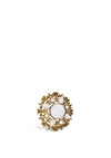 Newbridge Round Brooch with Opal Coloured Stone Settings, Gold