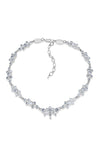 Newbridge Cluster Floral with Clear Stones Necklace, Silver