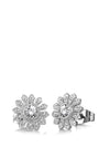 Newbridge Flower Earrings Clear Stone, Silver