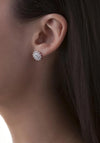 Newbridge Flower Earrings Clear Stone, Silver