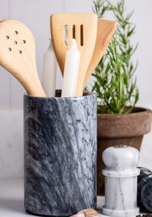 Newbridge Marble Utensil Holder, Dark Grey
