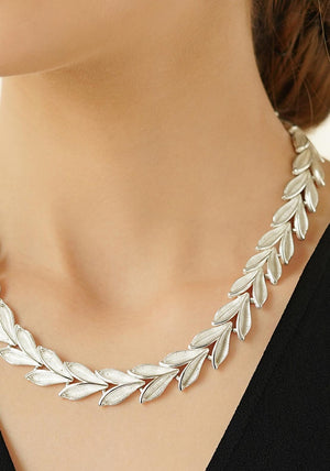 Newbridge Silverware Leaf Link Necklace, Silver