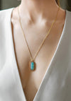 Newbridge Rectangular Pendant with Green and Clear Stones