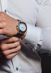 Newbridge Mens Croc Print Leather Strap Watch, Blue