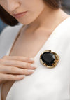 Newbridge Vintage Stone Setting Brooch, Black & Gold