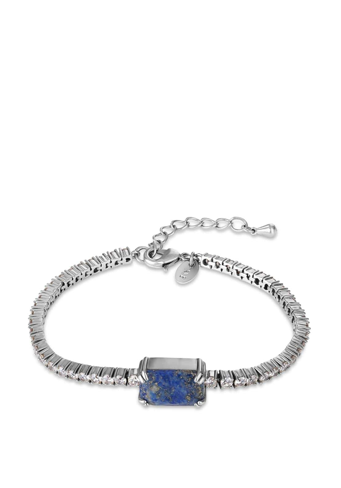 Newbridge Antique Silverplate Stone Bracelet, Silver & Blue