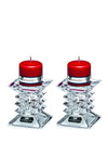Newgrange Living Christmas Ziggy Pillar Candle Holder Pair, Red