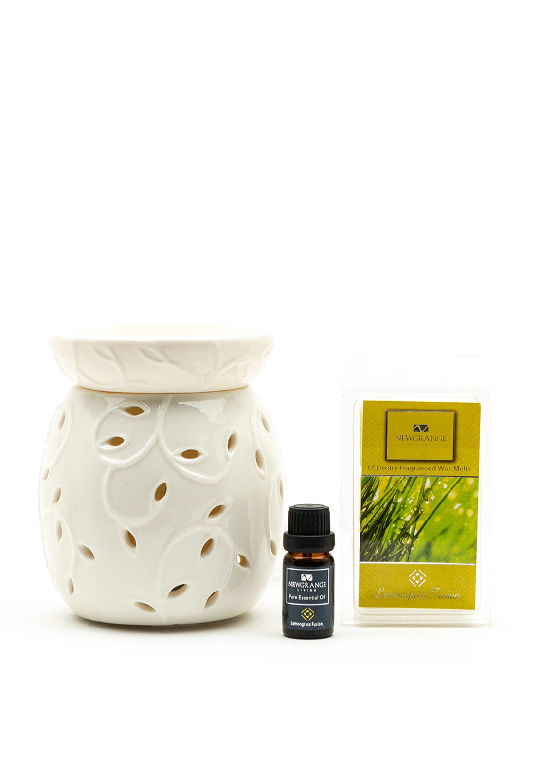 Newgrange Living Ceramic Electrical Wax Melt Burner Gift Set, Lemongrass