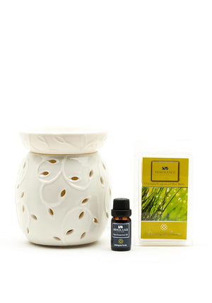 Newgrange Living Ceramic Electrical Wax Melt Burner Gift Set, Lemongrass