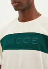 NICCE Mercury Stripe T-Shirt, Quartz White & Ivy Green