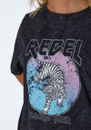 Noisy May Tori Rebel Tiger Washed T-Shirt, Black