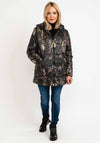 Normann Abstract Print Mid Length Padded Coat, Black Multi