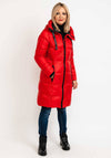 Normann Sporty Finish Down Filled Padded Long Coat, Red