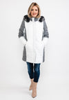 Normann Quilted Knit Mix Coat, White & Grey