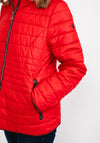 Normann Zipped Collar Quilted Jacket, Red