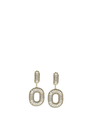 Nour London CZ Open Oval Drop Earring, Gold