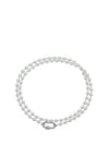 Nour London Pearls with Pave Screw Clasp Necklace, Silver