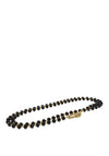 Nour London Beaded Necklace with Pave Screw Clasp, Gold & Black