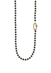 Nour London Beaded Necklace with Pave Screw Clasp, Gold & Black