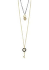Nour London Beaded Double Layered Necklace, Gold & Black
