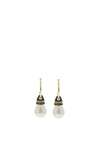 Nour London Teardrop Crystal Pearl Hoop Earrings, Gold Multi