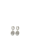 Nour London Crystal Hoop with Crystal Drop Earrings, Silver