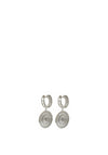 Nour London Crystal Hoop with Crystal Drop Earrings, Silver
