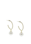 Nour London CZ Semi U-Shape Pearl Drop Earrings, Gold