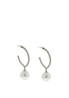 Nour London CZ Semi U-Shape Pearl Drop Earrings, Silver