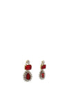 Nour London Crystal Long Drop Earring, Red & Gold