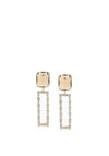 Nour London Square Crystal Drop Earrings, Gold