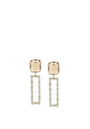 Nour London Square Crystal Drop Earrings, Gold