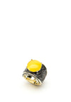 Nour London Chunky Cats Eye Ring, Black & Yellow