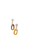 Nour London Crystal & Brown Opal Resin Drop Earrings, Gold