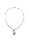 Nour London Crystal & Pearl Drop Wire Necklace, Silver