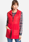 Olsen Padded & Jersey Mix Mid Length Gilet, Red