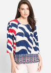 Olsen Abstract Print T-Shirt, Blue & Red Multi