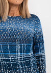 Olsen Geometric Cotton Top, Blue Multi
