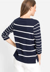 Olsen Henny Stripe Fine Knit Sweater, Navy & White