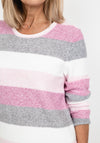 Olsen Ombre Stripe Light Knit Jumper, Pink Multi