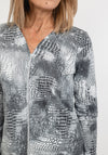 Olsen Reptile Print Tunic Top, Grey Multi